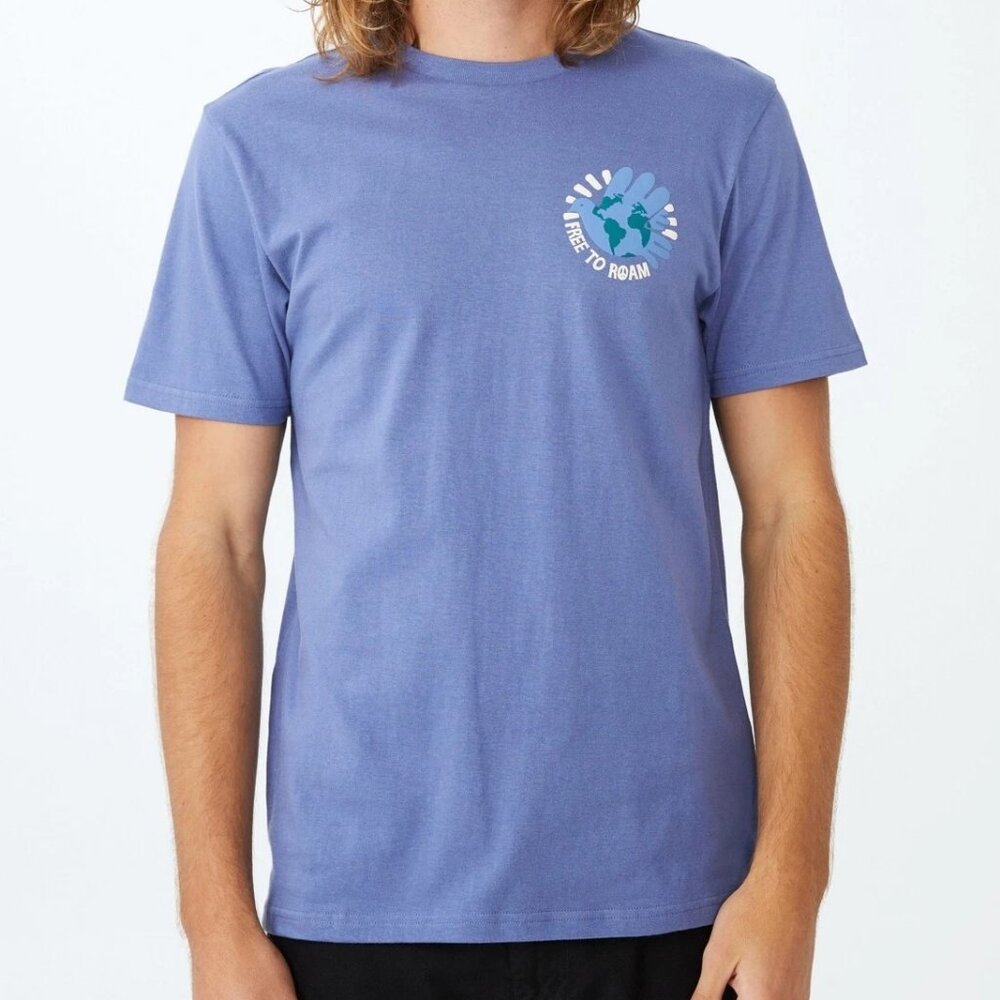 Cotton On Men's T-Bar Art Short Sleeve T-Shirt, Blue Flint, XXL
